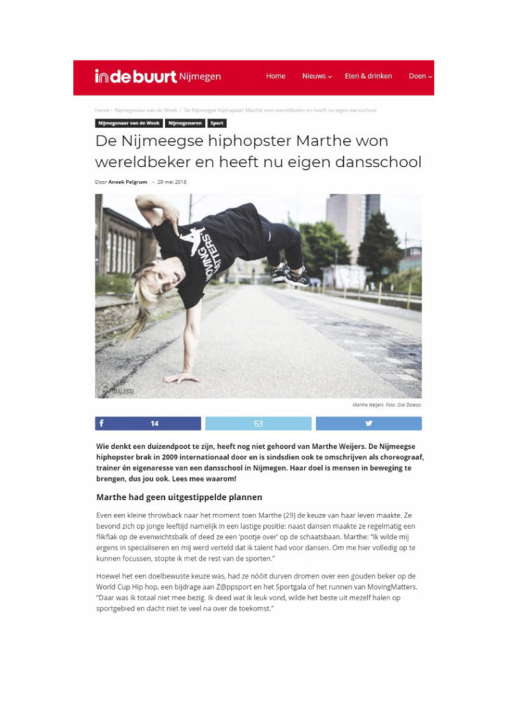 Dansschool Nijmegen prijzen wedstrijden interview indebuurt Dansen Gelderland Dancehall lessen Dansschool jongens